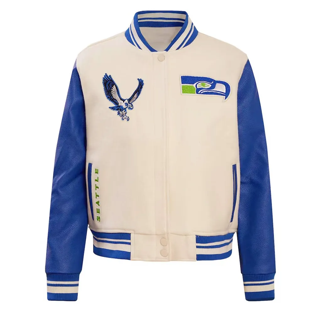 Cream Seattle Seahawks Retro Classic Full-Zip Varsity Jacket Cream Seattle Seahawks Retro Classic Full-Zip Varsity Jacket