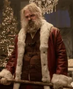 David Harbour Violent Night Santa Leather Coat
