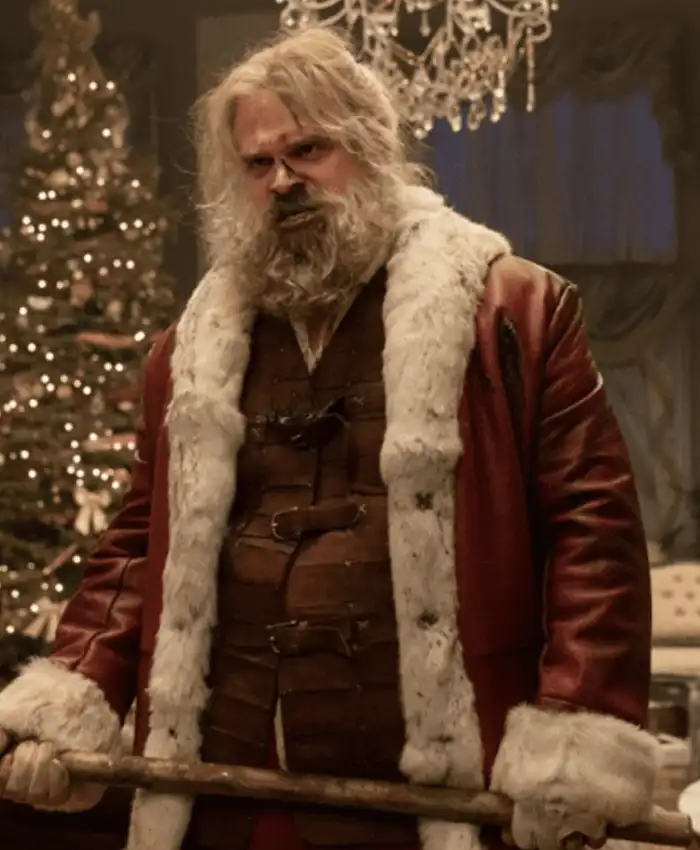 David Harbour Violent Night Santa Leather Coat David Harbour Violent Night Santa Leather Coat