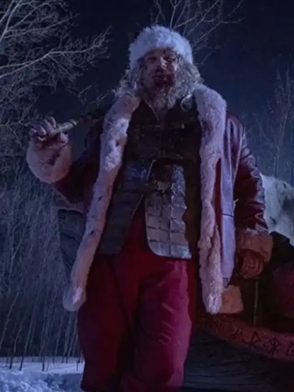 David Harbour Violent Night Santa Leather Coat