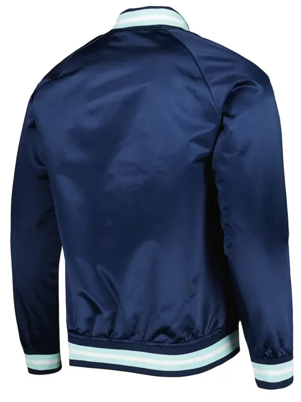 Deep Sea Blue Seattle Kraken Full-Snap Raglan Satin Jacket