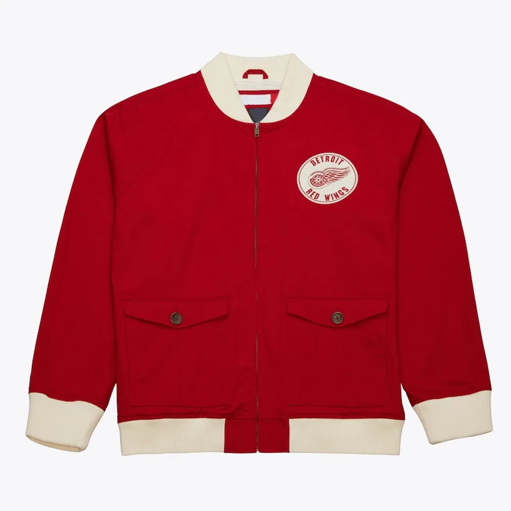 Detroit Red Wings Red Cotton Twill Jacket Detroit Red Wings Red Cotton Twill Jacket
