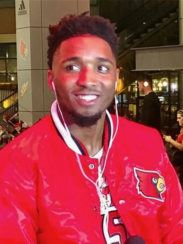 Donovan Mitchell Louisville Cardinals Red Satin Jacket