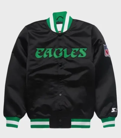 Eagles Black Satin Starter Jacket