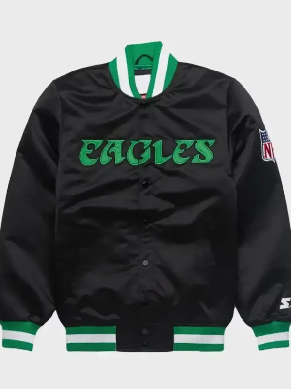 Eagles Black Satin Starter Jacket