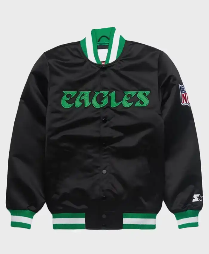 Eagles Black Satin Starter Jacket Eagles Black Satin Starter Jacket
