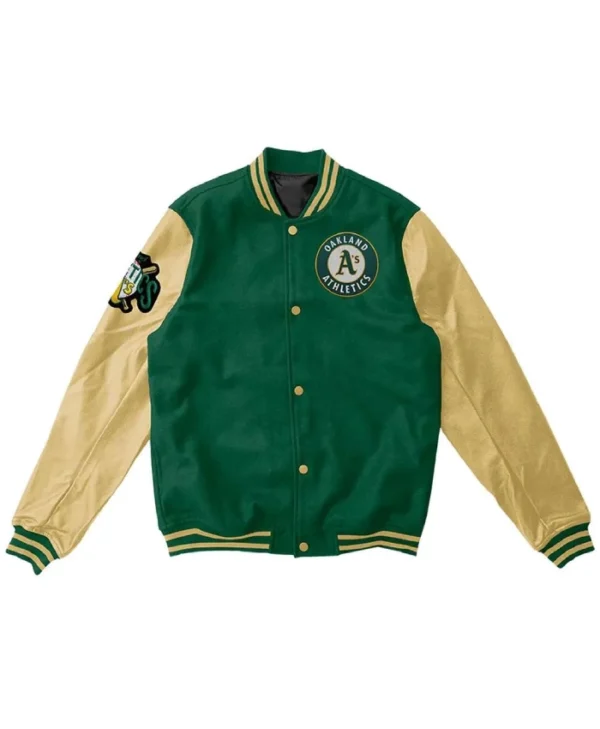 Elephant Oakland Athletics Varsity Yellow and Green Jacket