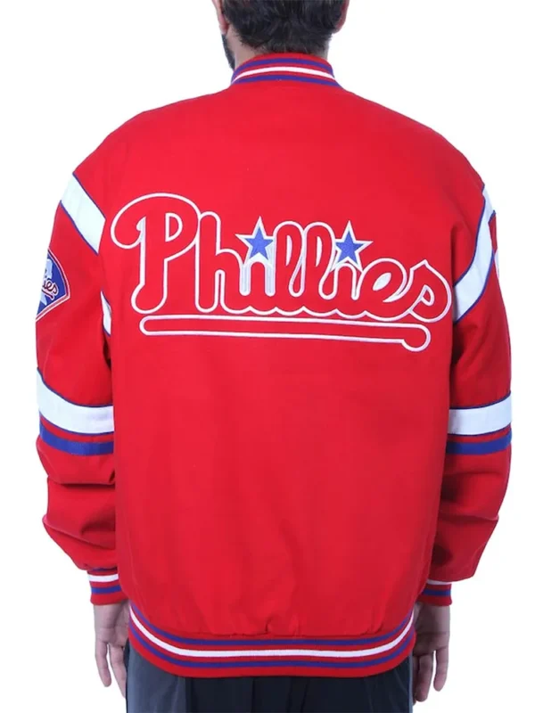 Embroidered Philadelphia Phillies Red Logo Twill Full-Snap Jacket