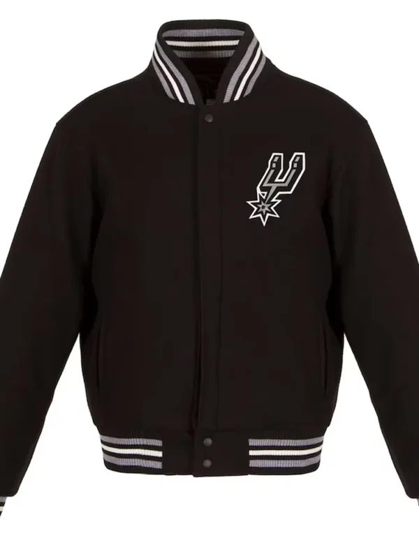 Embroidered San Antonio Spurs Varsity Black Wool Jacket