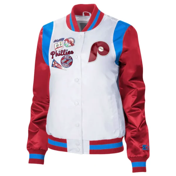 Endzone Philadelphia Phillies White-Red Satin Jacket