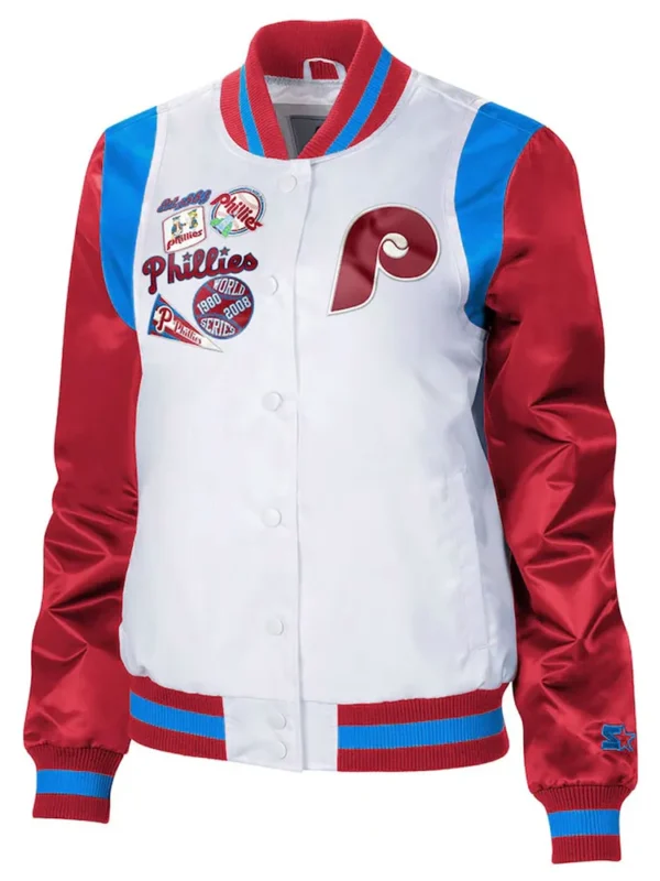 Endzone Philadelphia Phillies White-Red Satin Jacket