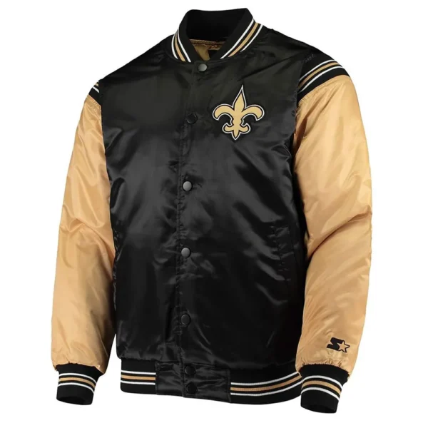 Enforcer New Orleans Saints Black-Gold Satin Jacket