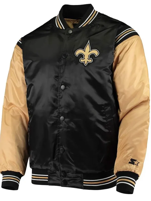 Enforcer New Orleans Saints Black-Gold Satin Jacket