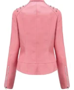 Evelyn Hot Pink Studded Leather Jacket