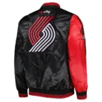 Fast Break Portland Trail Blazers Red and Black Satin Jacket