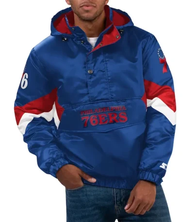 Force Play II Philadelphia 76ers Half-Zip Hooded Jacket