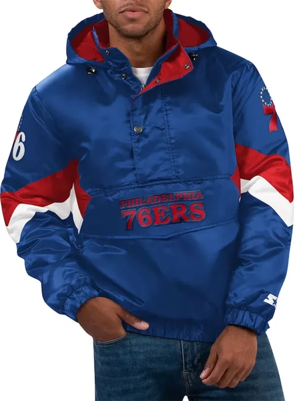 Force Play II Philadelphia 76ers Half-Zip Hooded Jacket