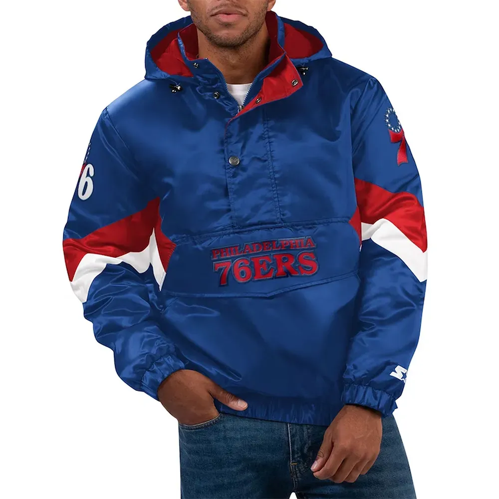 Force Play II Philadelphia 76ers Half-Zip Hooded Jacket Force Play II Philadelphia 76ers Half-Zip Hooded Jacket
