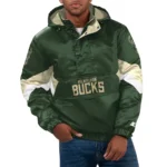Force Play Ii Milwaukee Bucks Half-zip Hooded Jacket