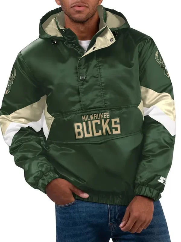 Force Play Ii Milwaukee Bucks Half-zip Hooded Jacket