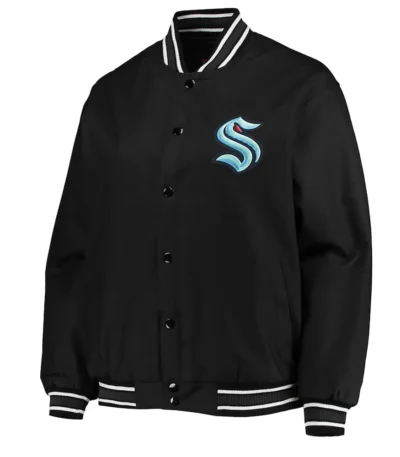Front Hit Seattle Kraken Poly-Twill Black Jacket