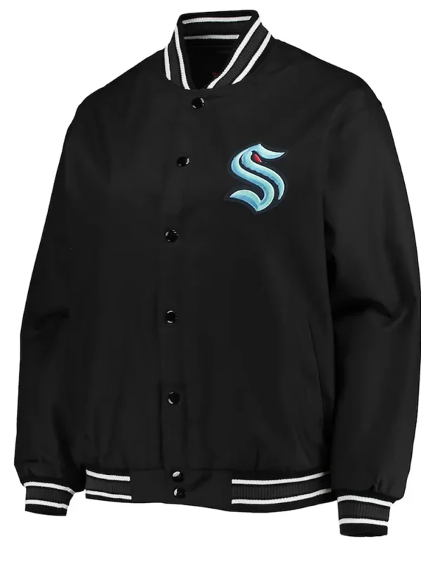 Front Hit Seattle Kraken Poly-Twill Black Jacket
