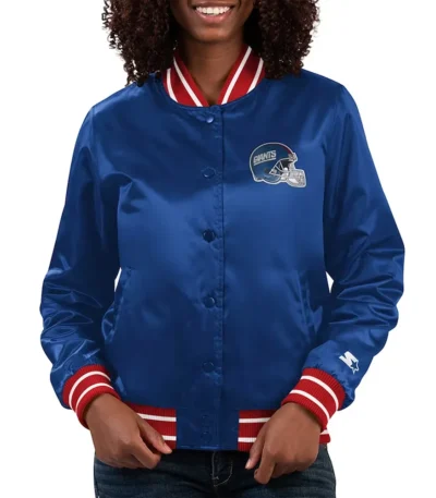 Full Count New York Giants Blue Satin Jacket