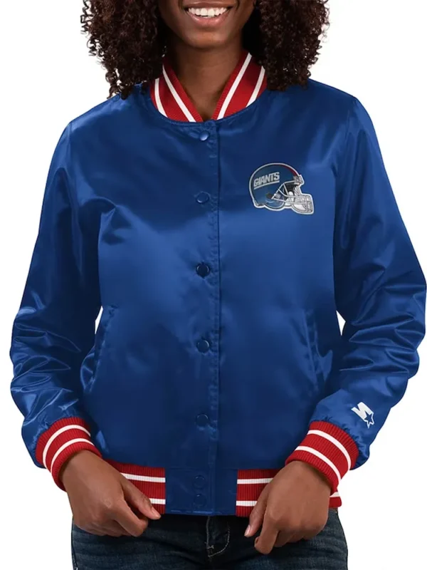Full Count New York Giants Blue Satin Jacket