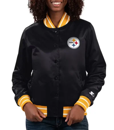 Full Count Pittsburgh Steelers Black Satin Jacket
