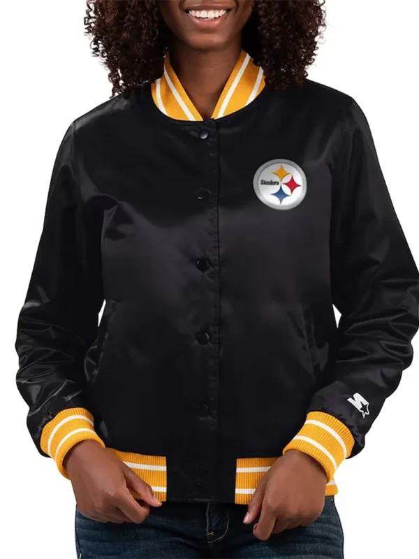 Full Count Pittsburgh Steelers Black Satin Jacket