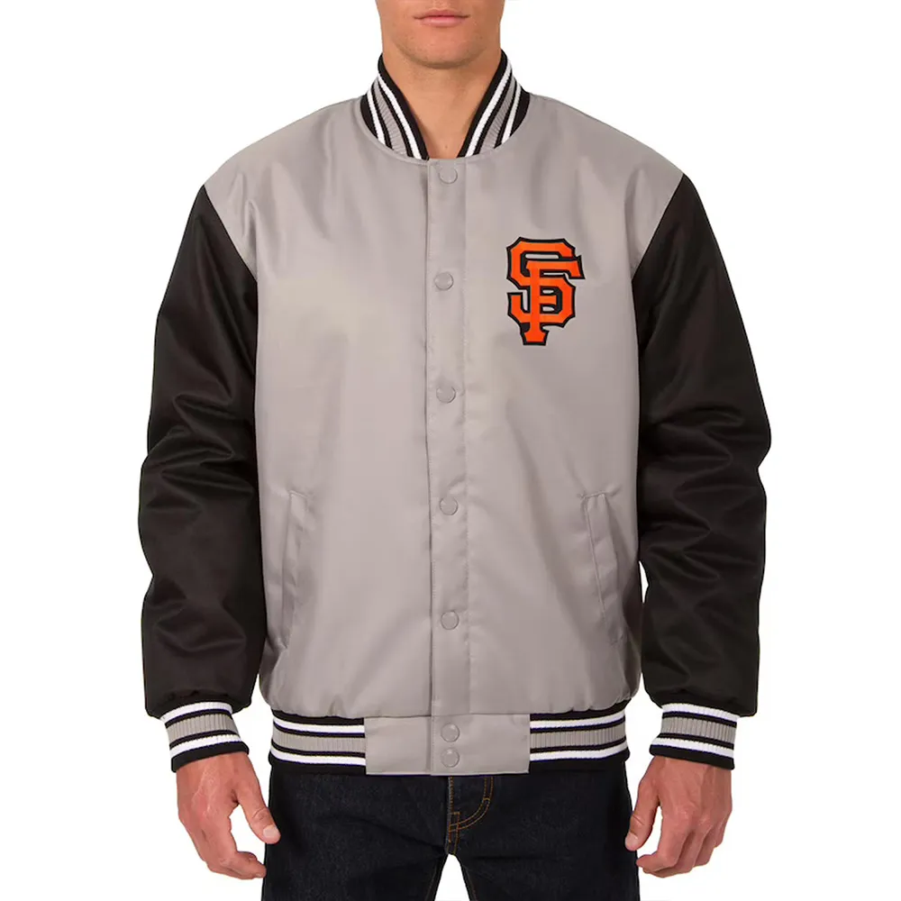 Gray-Black Youth San Francisco Giants Poly Twill Jacket Gray-Black Youth San Francisco Giants Poly Twill Jacket