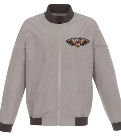 Gray New Orleans Pelicans Nylon Lightweight Bomber Jacket