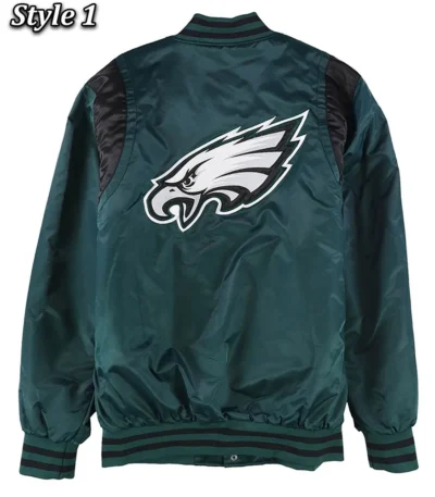 Green Philadelphia Eagles Varsity Teddy Satin Jacket