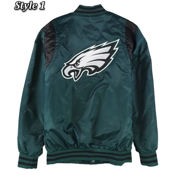 Green Philadelphia Eagles Varsity Teddy Satin Jacket