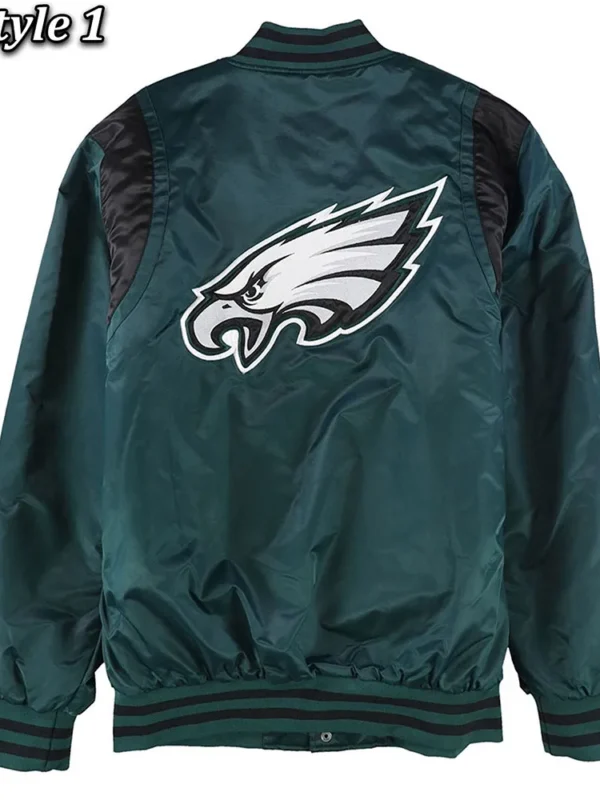 Green Philadelphia Eagles Varsity Teddy Satin Jacket