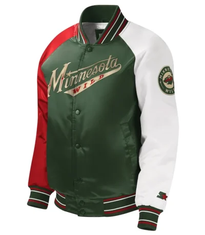 Green Youth Minnesota Wild Varsity Satin Jacket