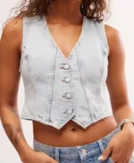 Off Campus Hannah Wells Blue Denim Vest