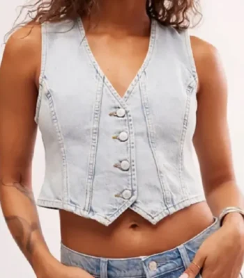 Off Campus Hannah Wells Blue Denim Vest