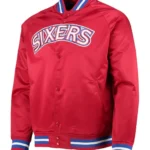 Hardwood Classics Philadelphia 76ers Red Full-Snap Satin Jacket