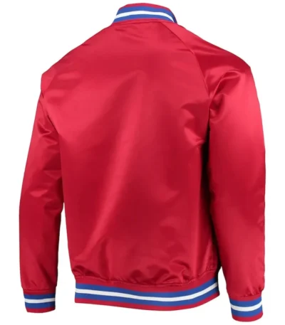 Hardwood Classics Philadelphia 76ers Red Full-Snap Satin Jacket