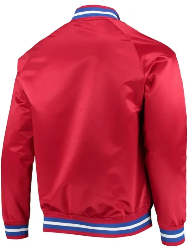 Hardwood Classics Philadelphia 76ers Red Full-Snap Satin Jacket