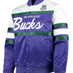 Hardwood Classics Script Milwaukee Bucks Purple Satin Jacket