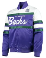 Hardwood Classics Script Milwaukee Bucks Purple Satin Jacket