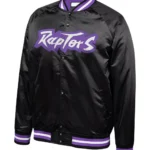 Hardwood Classics Throwback Toronto Raptors Wordmark Black Satin Jacket