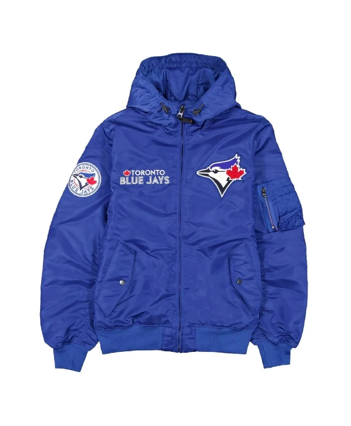 Historic L-2B Toronto Blue Jays Hooded Bomber Jacket Historic L-2B Toronto Blue Jays Hooded Bomber Jacket
