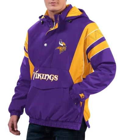 Home Team Minnesota Vikings Purple-Gold Half-Zip Hoodie Jacket
