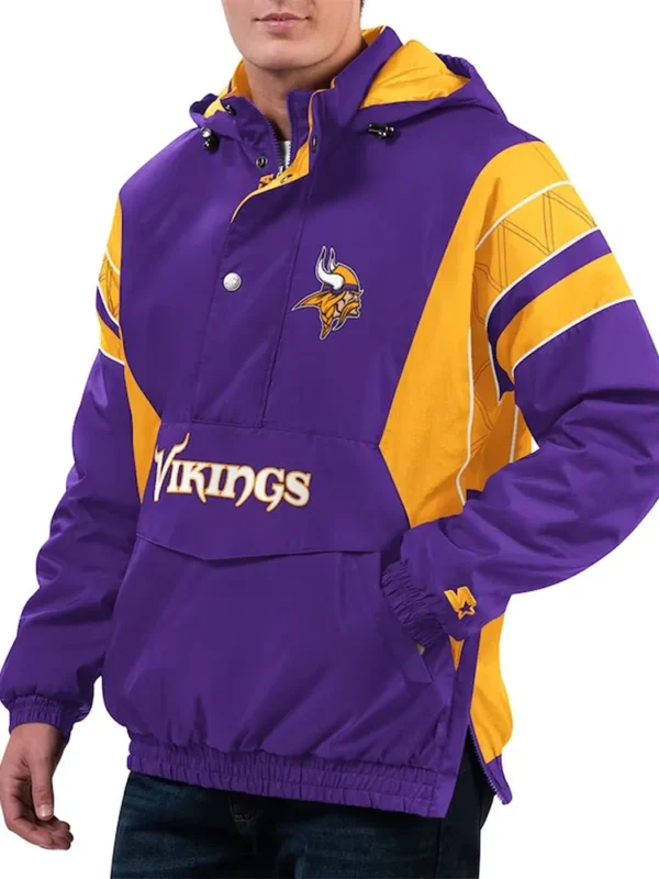 Home Team Minnesota Vikings Purple-Gold Half-Zip Hoodie Jacket