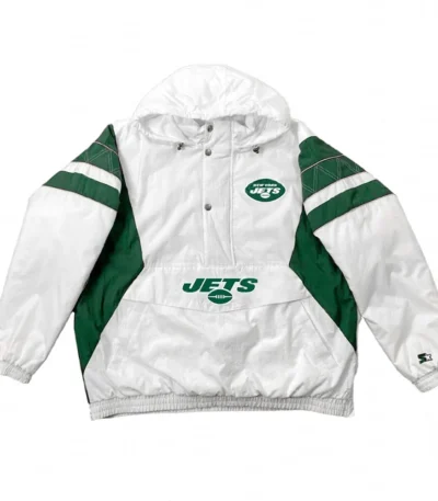 Home Team New York Jets White Half-Zip Jacket
