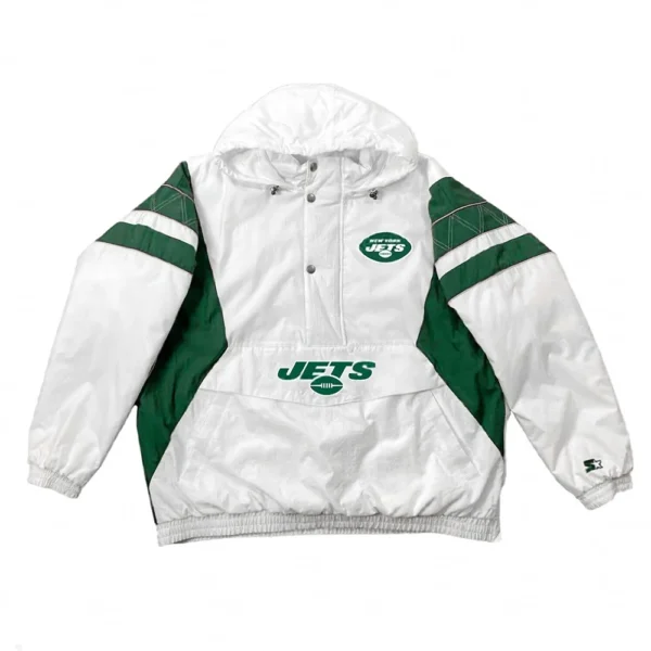 Home Team New York Jets White Half-Zip Jacket