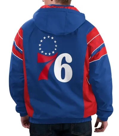 Home Team Philadelphia 76ers Royal Half-Zip Hoodie Jacket